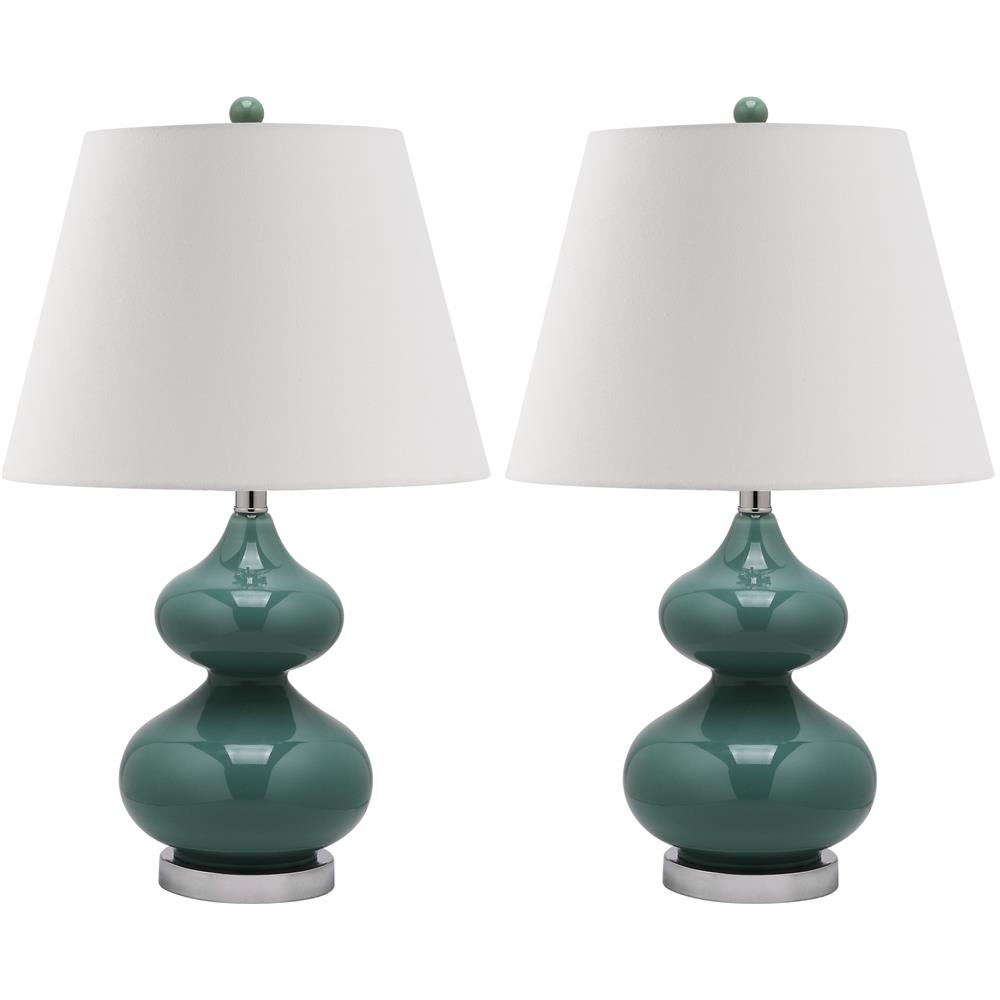 Safavieh LIT4086C EVA DOUBLE GOURD GLASS (SET OF 2) SILVER BASE AND NECK TABLE LAMP